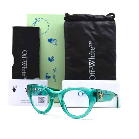 NEW! OFF-WHITE STYLE-13 OERJ013 CRYSTAL LIGHT GREEN AUTHENTIC EYEGLASSES… - Picture 4 of 11